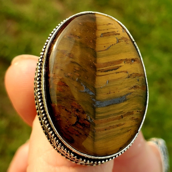 New Amazing Oversized Tiger Eye 925 Silver Ring. - Picture 16 of 16